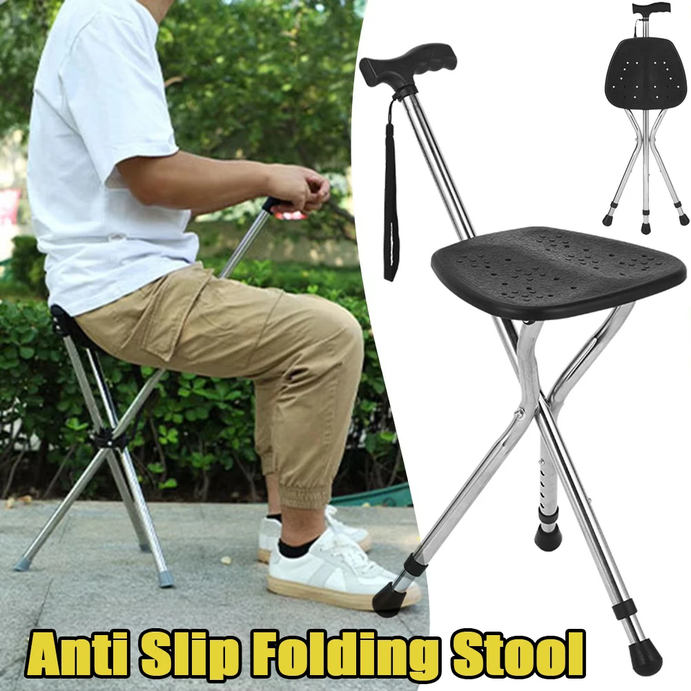 Folding Cane Chair Walking Cane with Seat for Seniors & Adults 300 Lbs Capacity Walking Stick Crutch Chair 2