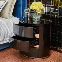 Meubles de chambre à coucher de célébrités d'internet, Table de nuit en ébène, tiroir de rangement, Table d'appoint, Table de chevet ronde, luxe moderne 3