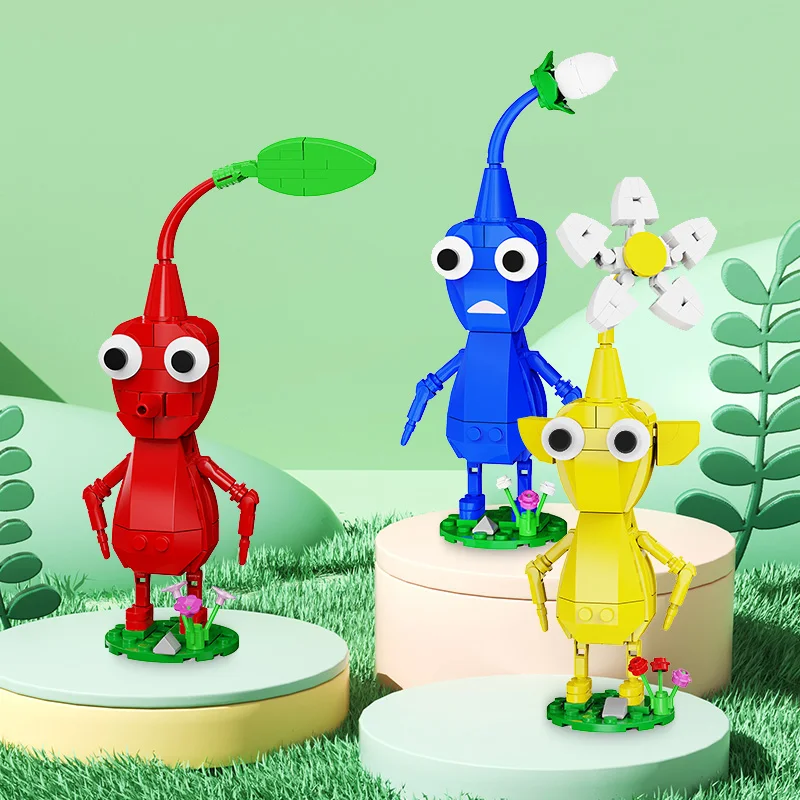 

Экшн-фигурки MOC Pikmin, набор строительных блоков, белый цветок, монстр, кирпичи, DIY модели, игрушки для детей и взрослых