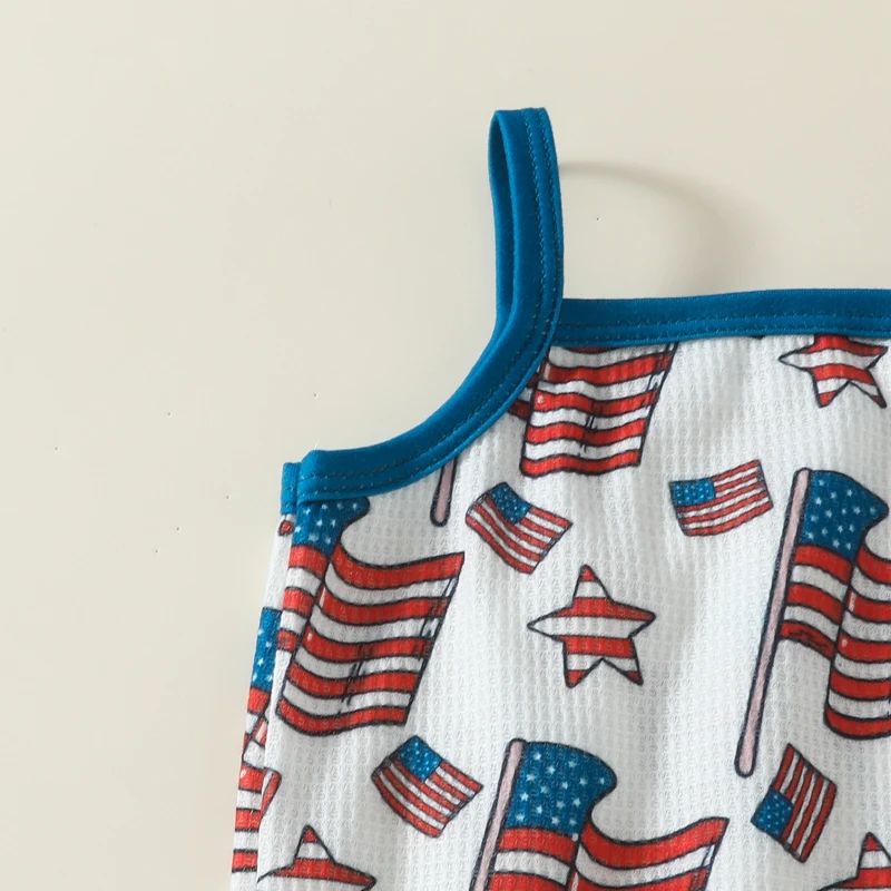 

3Pcs Newborn Baby Girl 4th of July Outfits Sleeveless Tank Bodysuit Top July Fourth Infant Shorts Set