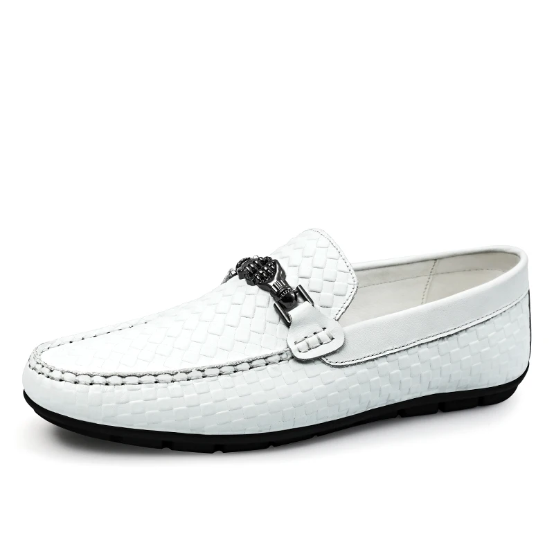 Men White Loafers Genuine Leather Slip On Shoes Fashion Casual Italian Luxury Brand Mens Moccasins Mocasines Hombre 2