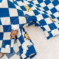 Summer 2023 New In! Cute Newborn Baby Boys' Short Sleeve Plaid Cartoon Print Romper Jumpsuits Kids Infant Cotton Clothes 6