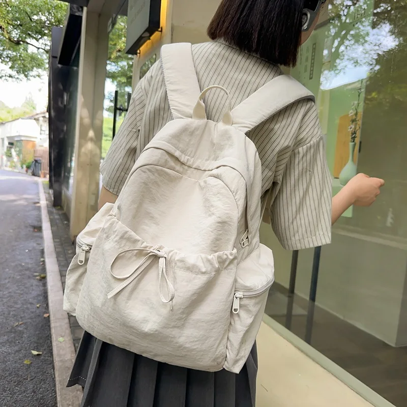 Japanese Ins Sweet Style Bow Lightweight Small Backpack High Value Fresh Fairy Shopping Outdoor Travel Double Shoulder Bag