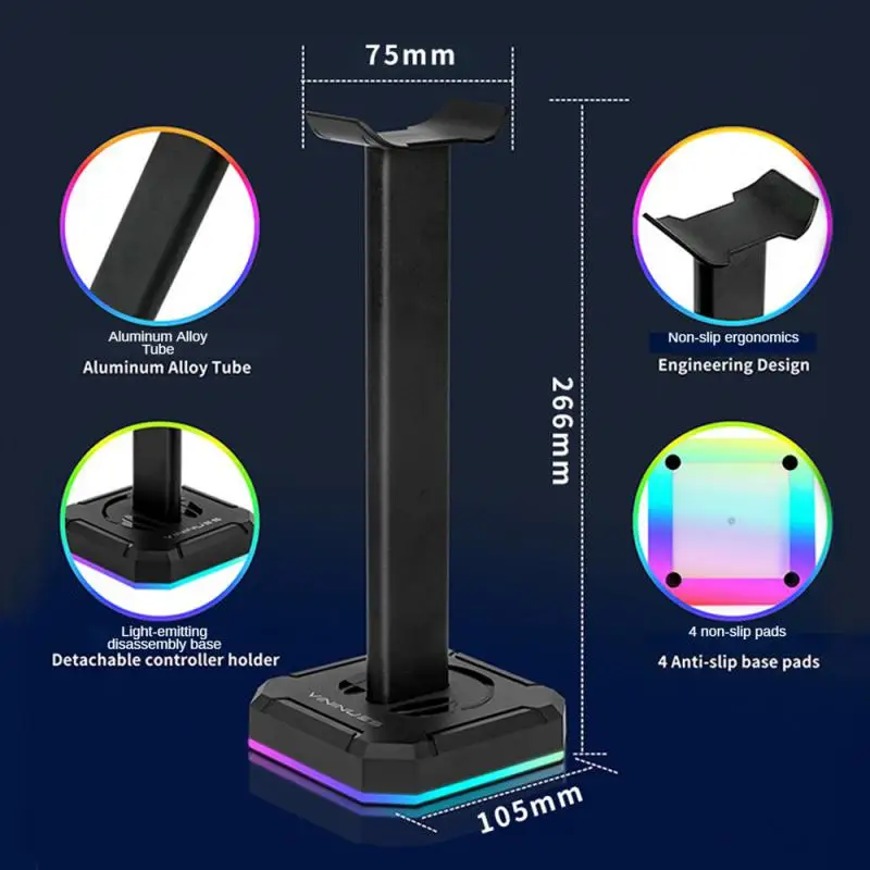 Nuovo Supporto Per Cuffie Supporto Per Auricolari Da Tavolo Con Staffa Da Tavolo Per Cuffie Over-Ear Rgb Con 3 Porte Usb, Per Accessori Per Pc Da Gioc