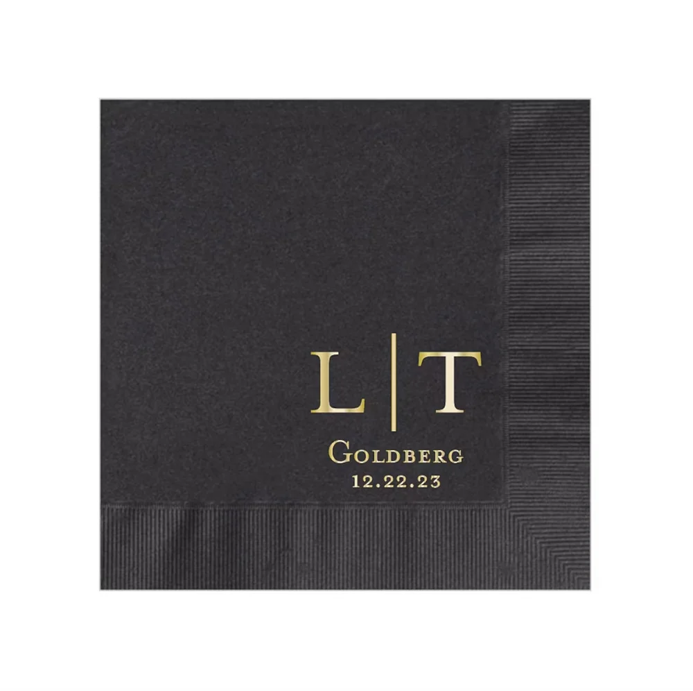 50pcs Personalized Napkins Wedding Cocktail Beverage Paper Anniversary Party Monogram Luncheon