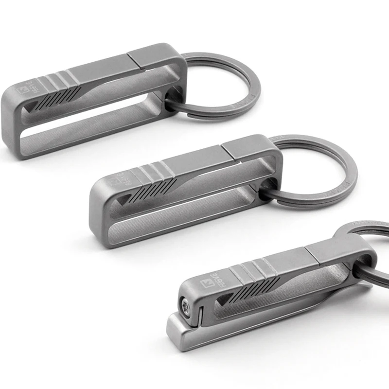Luxury Titanium Men Belt Car Key Chain Upscale Ultra Lightweight EDC Waist Hanging Key Ring Holder Keychain Buckle Best Gift