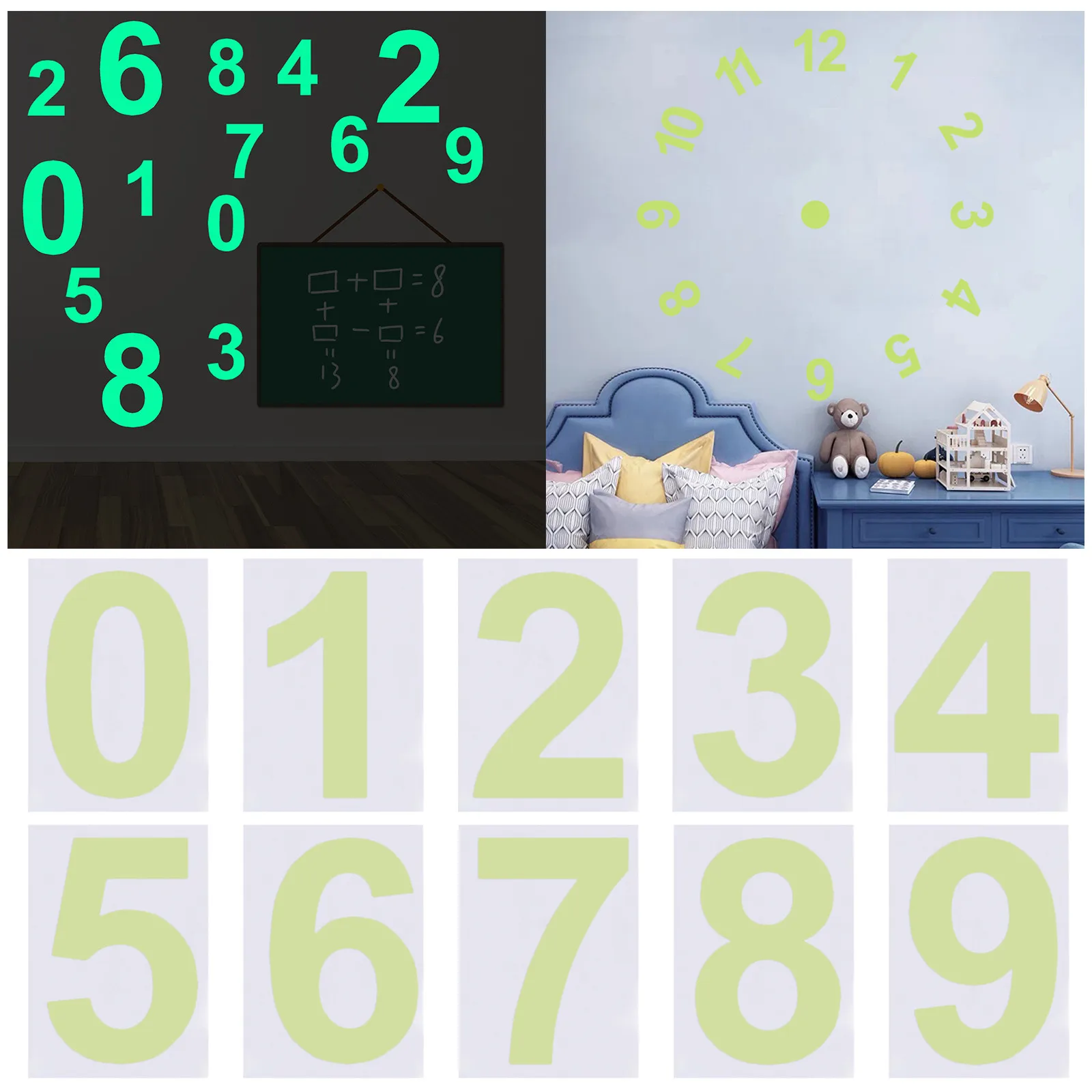 Glow In The Dark Number Sticker Luminous Digits Sticker Kids Bedroom Wall Switch Model Number Diy Decor Label Decal