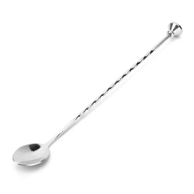 29cm Stainless Steel Cocktail Bar Spoon Spiral Pattern Bar Teadrop Spoon Stir Tool Bartender Tools Barware