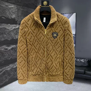 Cappotto corto invernale in lana di agnello da uomo alla moda versatile giacca casual in misto lana addensare soprabito caldo giacche sociali da lavoro 1