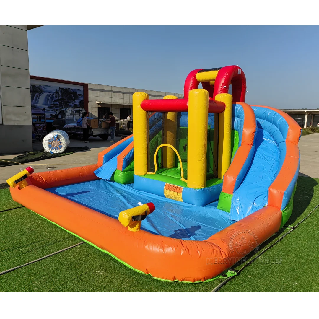 Colorful Water Splash Pool slide Toddler Kids Water Slide with Pool Dual Lane Backyard Playground for Kids