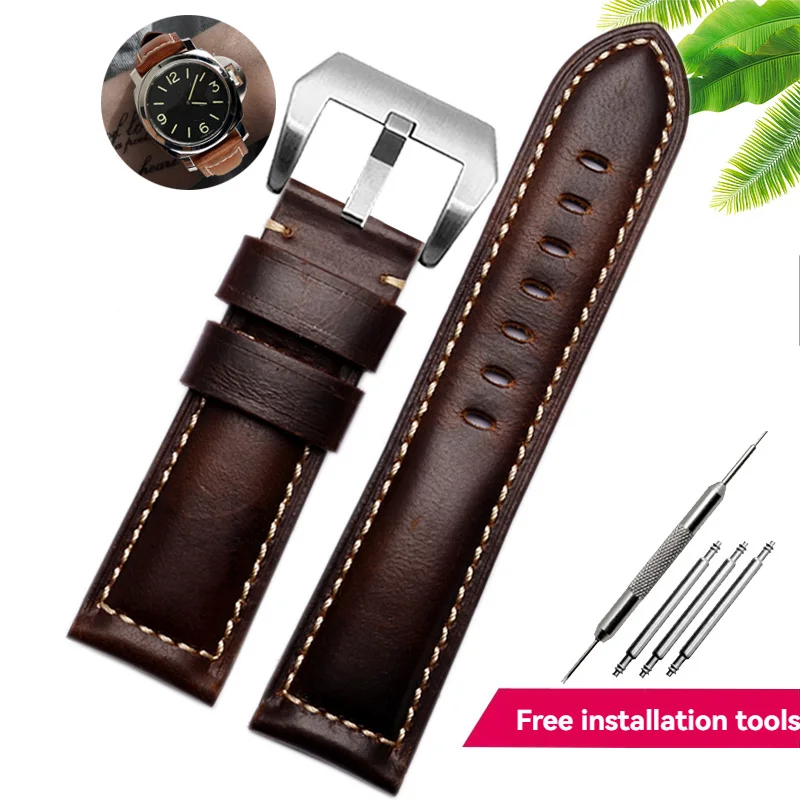 Premium Genuine Cowhide Nubuck Leather Strap Bracelet Watchband