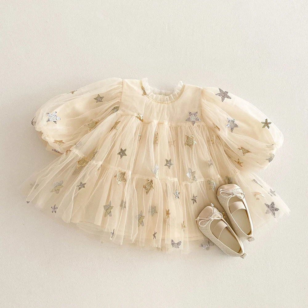 Girls Star Mesh Spring Dress Casual Fashion Clothing