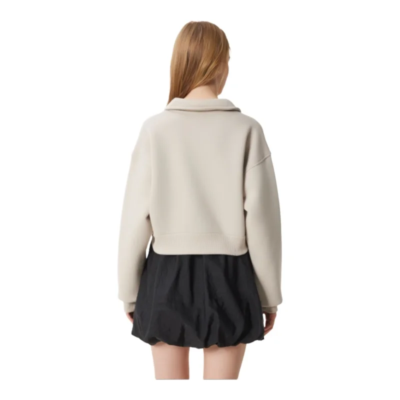 TYZA Happiness Istanbul Women's Hoodies Sweatshirts Long Sleeve Casual Regular Fit Polo Neck Plain Unprinted Knit Hoodies 5