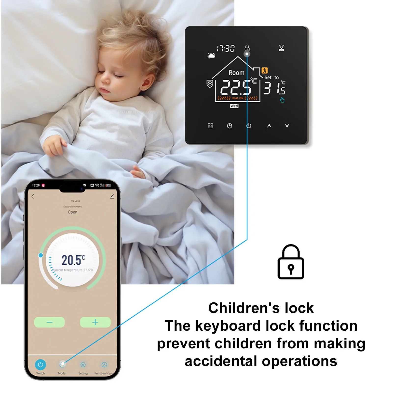 Home Thermostat Programmable Smart Thermostat Touchscreen LCD Display Water Heating Boiler Thermostat for Home  Mall Hotel