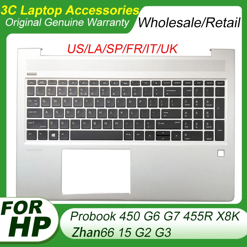 

Original New Keyboard for HP Probook 450 G6 G7 455R X8K Zhan66 15 G2 G3 Laptop Palmrest Upper Cover Top Case US SP LA Keyboard