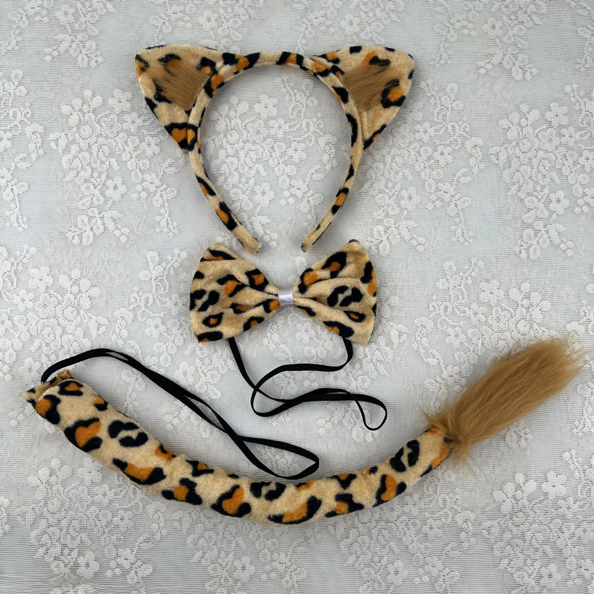 AUYAO Costume Tuta Animale per Bambini, Tutina Leopardata per Ragazzi Ragazze, Bambina Gatto Leopardo Onesie Tuta con Guanti, Pigiama Animale Onesie Set per Bambini Halloween Carnevale Cosplay, 130