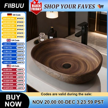 อ่างล้างหน้าเซรามิกวินเทจสำหรับห้องน้ำ อ่างล้างหน้าแบบวางบนเคาน์เตอร์ สำหรับตกแต่งบ้านและเคาน์เตอร์ห้องน้ำ 1