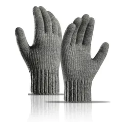 Heated Thermal Woolen Gloves - Unisex, Fleece Lined, Windproof with Touchscreen Capability (Grey gloves)