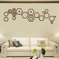 24pcs Hollow 3D Hexagonal Mirror Wall Sticker DIY Honeycomb Decoration Self Adhesive Paper Waterproof Home Living Room Bedroom 5
