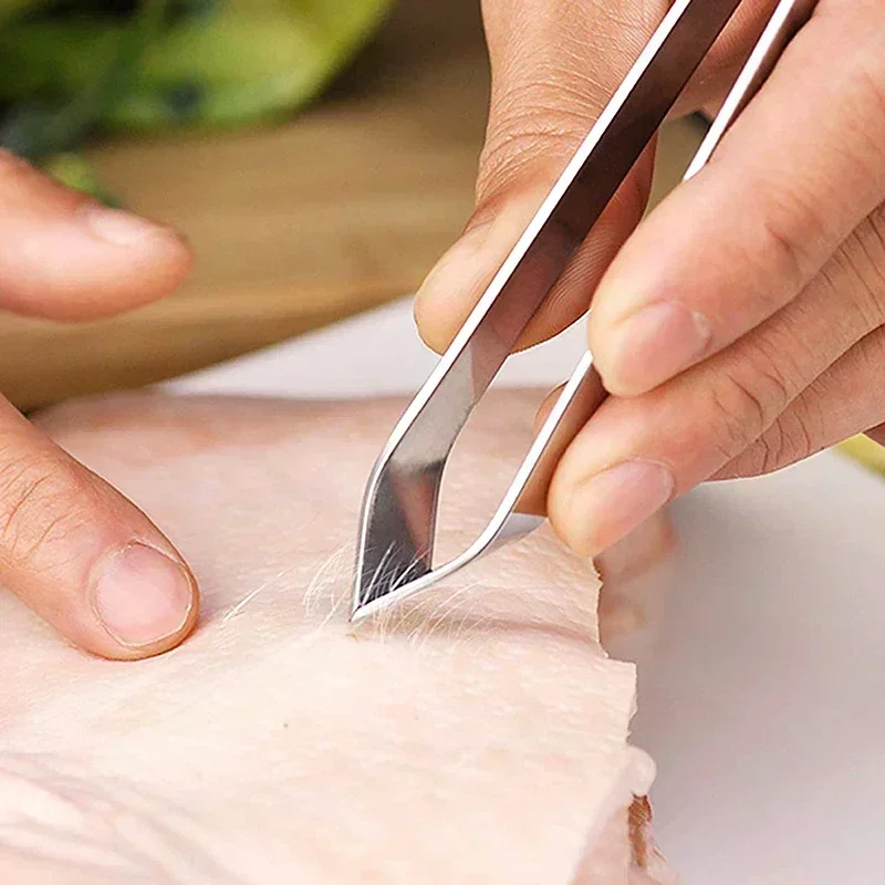 430 Stainless Steel Fish Bone Tweezers Pincer Clip Puller Remover Tongs Fish Bone Plucking Clamp Kitchen Gadgets Tools