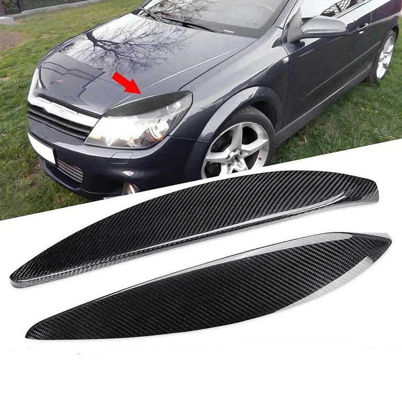 

Eyelids Headlights Case Carbon Fiber Pads Cilia Eyebrows Covers For Vauxhall Opel Astra H 2005-2010 Car Styling