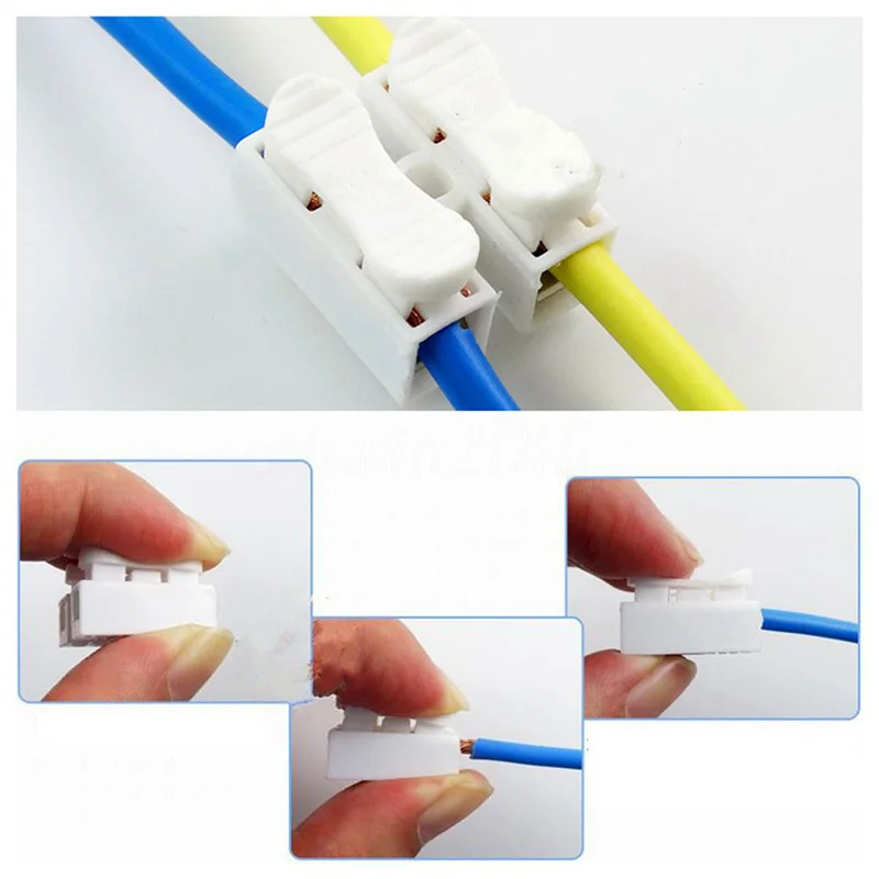 B21B 500Pcs 플라스틱 2 핀 푸시 빠른 케이블 커넥터 배선 터미널 10A 250V