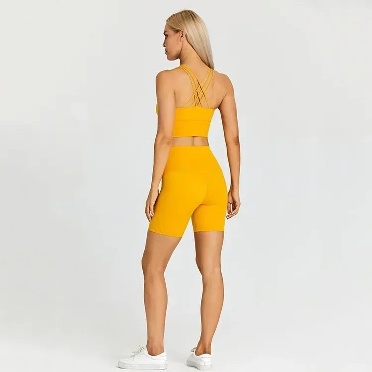 Lemon Women 2 Piece Nylon Gym Yoga Sets Sexy 5