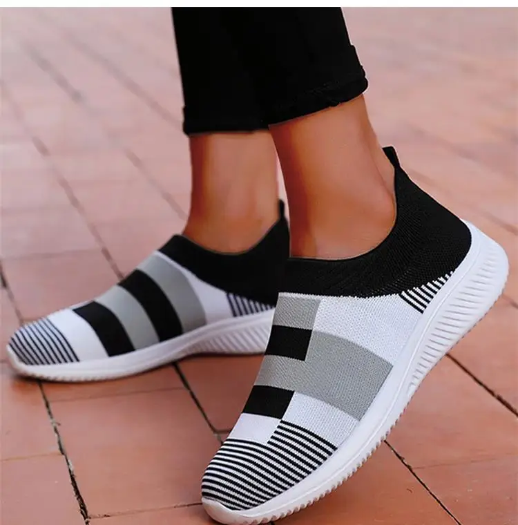 Description Picture 6 of item2024 New Fashion Sneakers For Women Casual Shoes Solid Color Trainers Women Sneakers Slip On Sock Ladies Flat Shoes Shoes Women