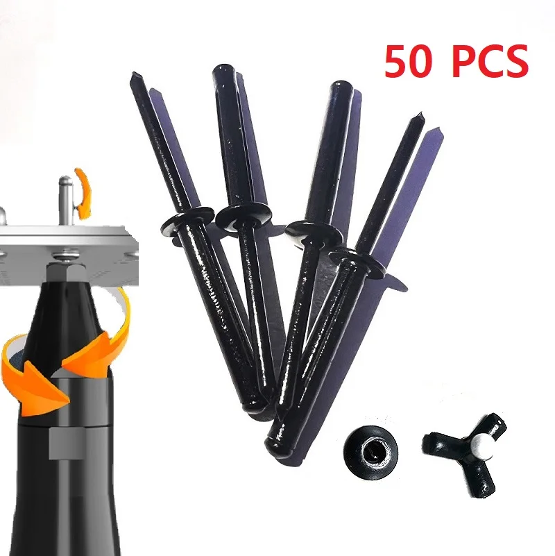 30/50pcs Black Folding Blind Rivets Aluminium Alloy