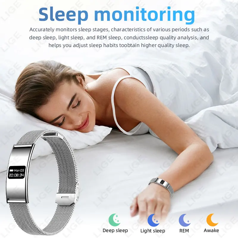 LIGE Ultra-thin Fashion Smart Wristband Pedometer Health Women Men Sports Waterproof Watch Heart Rate Blood Oxygen Bracelet 2026