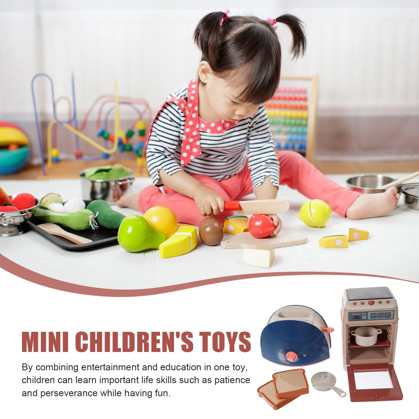 2 Sets Home Appliances Accessories Children's Household Toys Bread Maker Mini Oven Plastic Play Toaster 3