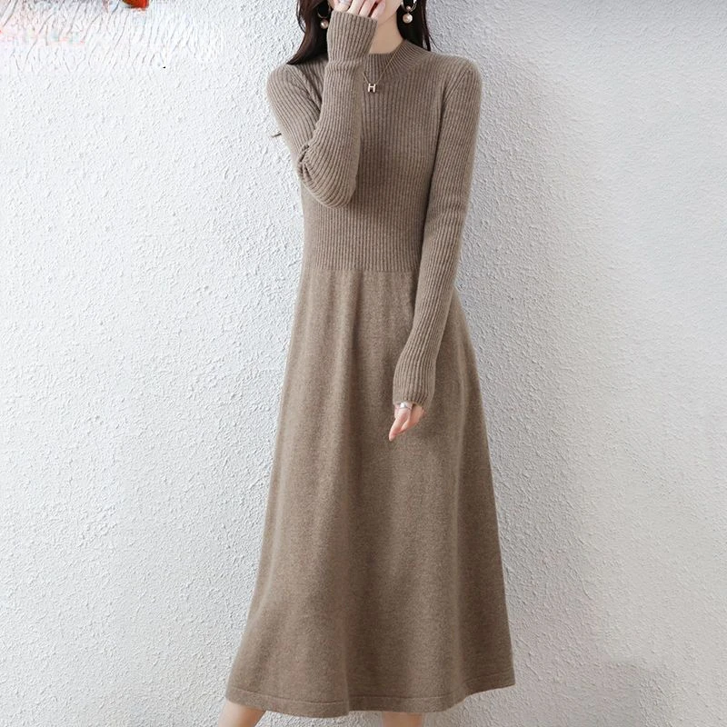 

Women Knitted Pencil Dresses Autumn Female O-neck Long Sleeve Slim Streetwear Bodycon Sweater Ladies G673