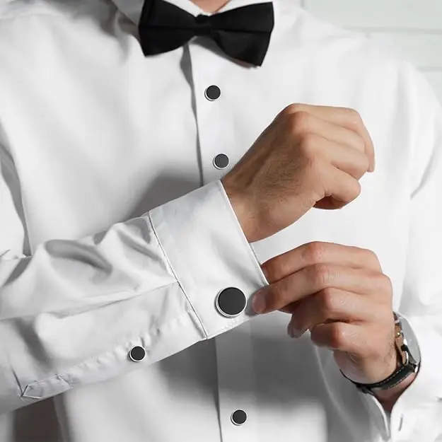 Cufflinks For Men 316L Stainless Steel Tuxedo Shirt Cuff Links Accessories Business Groom Wedding Black Silver Gold Jewelry - 2