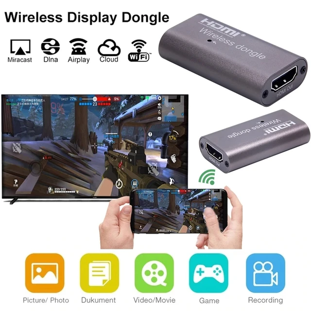 1080P Wireless Display Adapter, Wireless HDMI Display Dongle Adapter HD  Screen Mirroring for Phone Tablet TV, USB Connected, Multi Applications