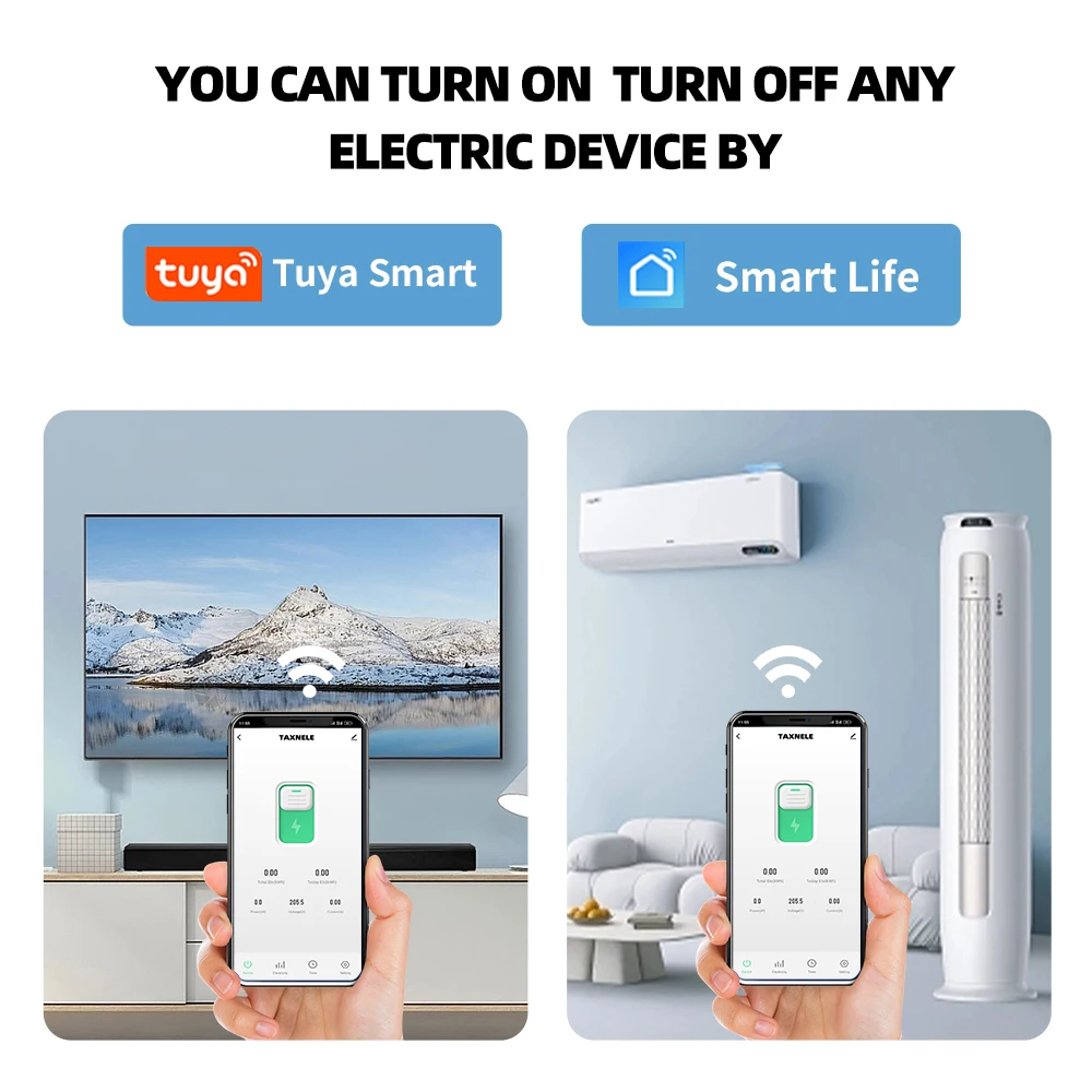 1P+N WIFI Smart Switch Energy Meter KWh Metering Monitoring Circuit Breaker Timer Relay MCB TUYA Smart Life 110VAC 230VAC