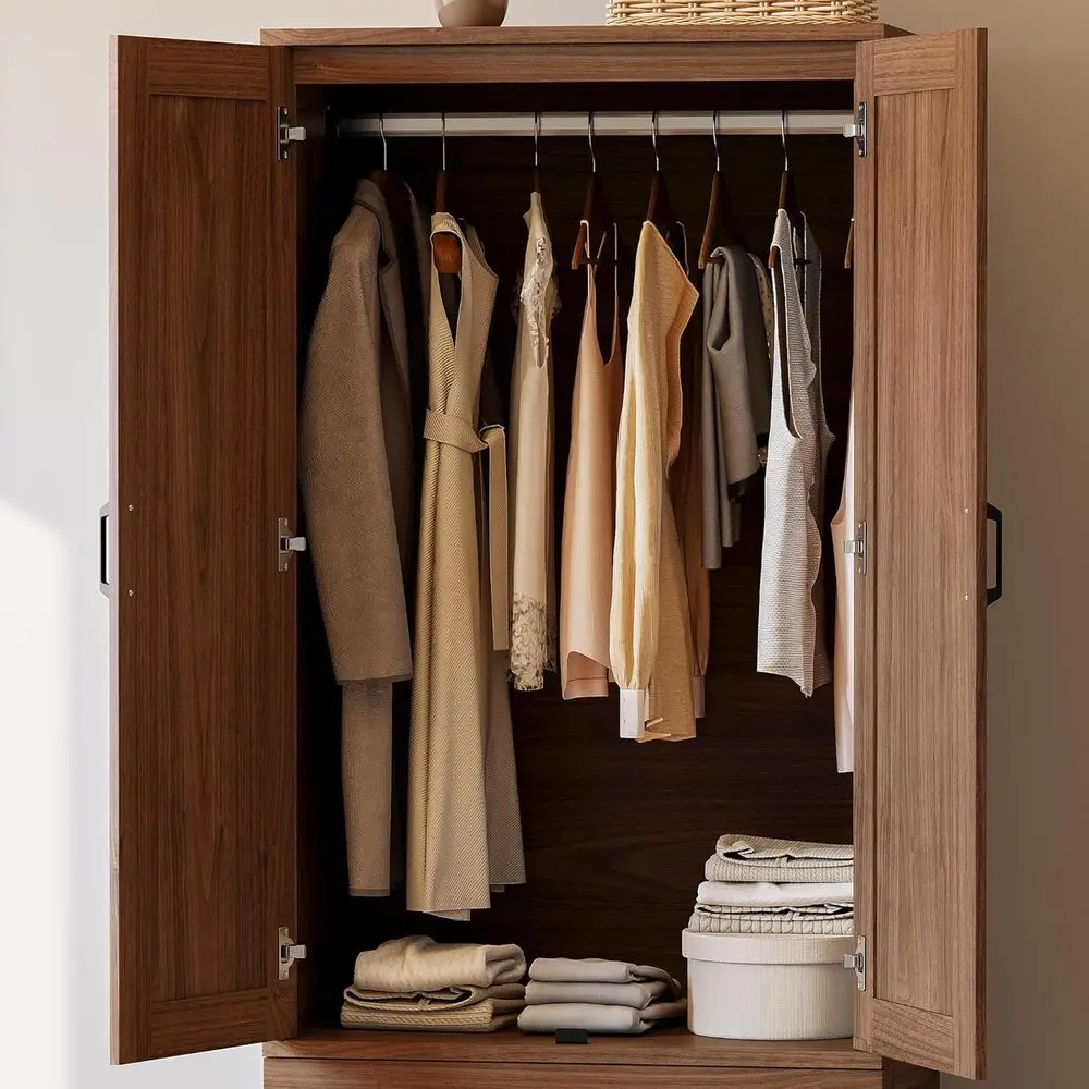 LIKIMIO Armoire Wardrobe Closet with 2 Doors and 2 Drawers 70 4