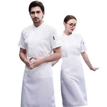 여성 유니폼 주방 요리사 셔츠, 레스토랑 케이터링 작업복, 웨이터 마스터 요리사 재킷, 남성 반팔, 여름