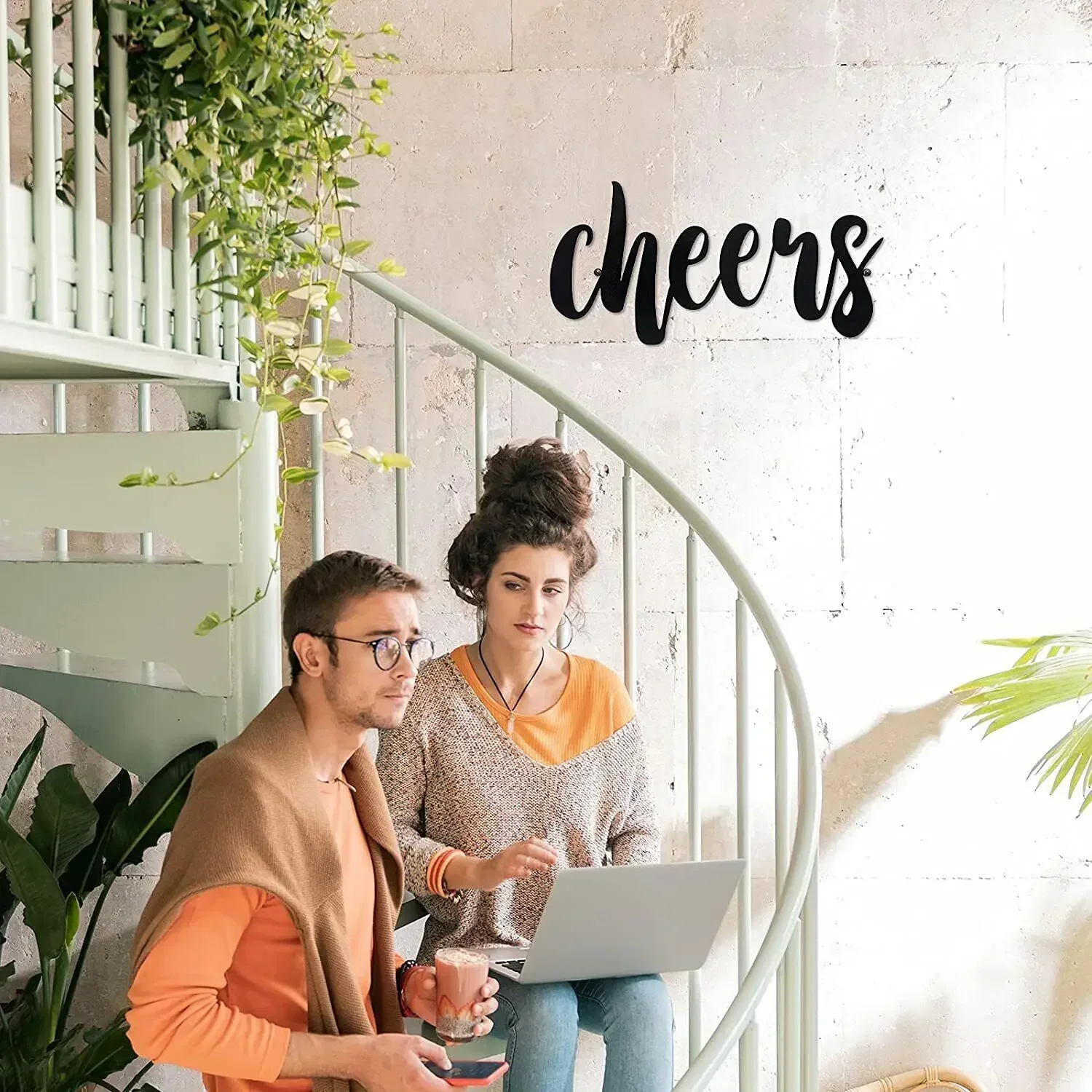 

Creative Cheers Wall Decor Sign Metal Bathroom Cheers Sign for Living Room Home Wall Sticker Iron Art Silhouette Home Decor