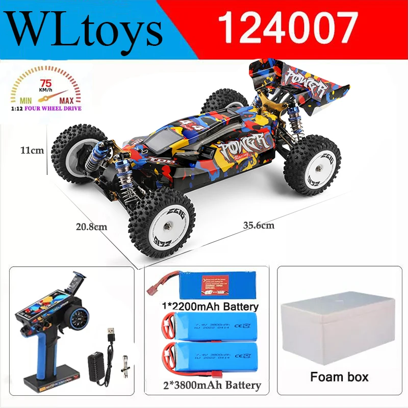Wltoys 124007 V8 1/12 2.4G Racing RC Cars 4WD Brushless