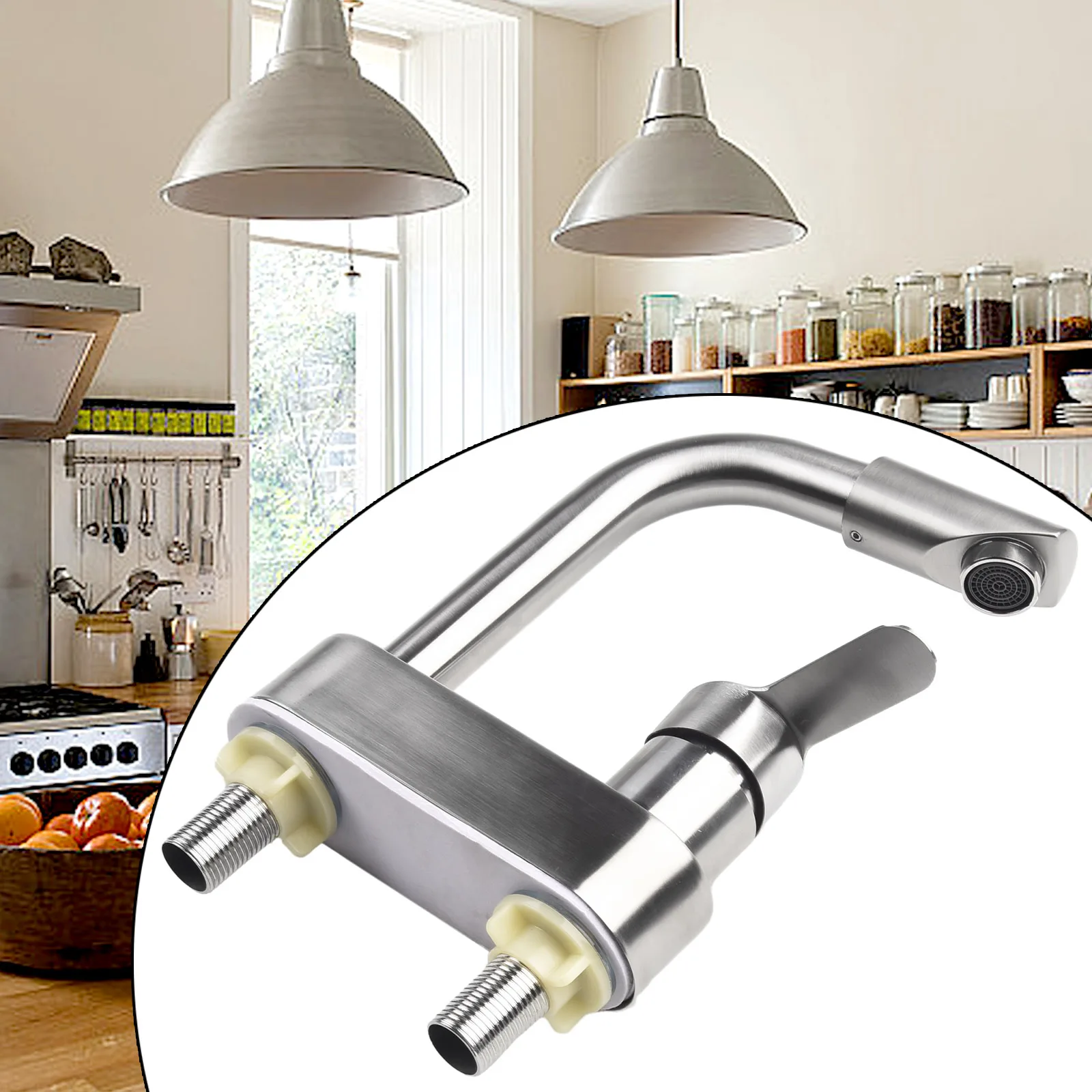 

1PCS Basin Faucet 2 Holes Single Handle Stainless Steel Sink Faucet Tap Cold And Hot Mixer Tap Bathroom DIY Home Renovation