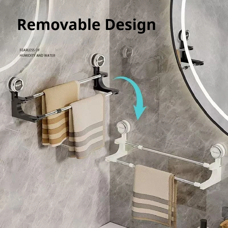 Aluminum Suction Cup Towel Rack Retractable Bathroom Storage Rack No Drilling Wall Hanging Towel Shelf Bathroom Accessories