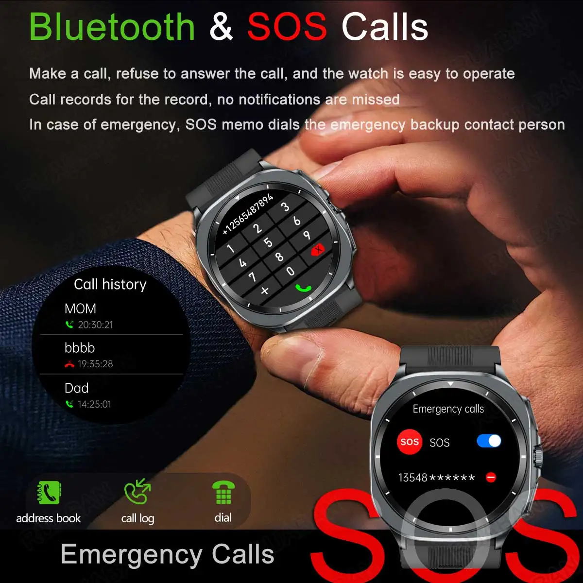 2025 New For huawei Airbag Smart Watch men air Pump health watch Bluetooth call True Blood Pressure Uric Acid Blood Lipids watch 3