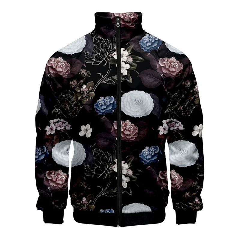 thumbnail image 1 of Chaqueta con estampado 3D de plantas y flores para hombre, abrigo de manga larga con estampado retro, chaquetas con cremallera de gran tamaño y personalidad para mujer, blusas de calle, 1 of 4