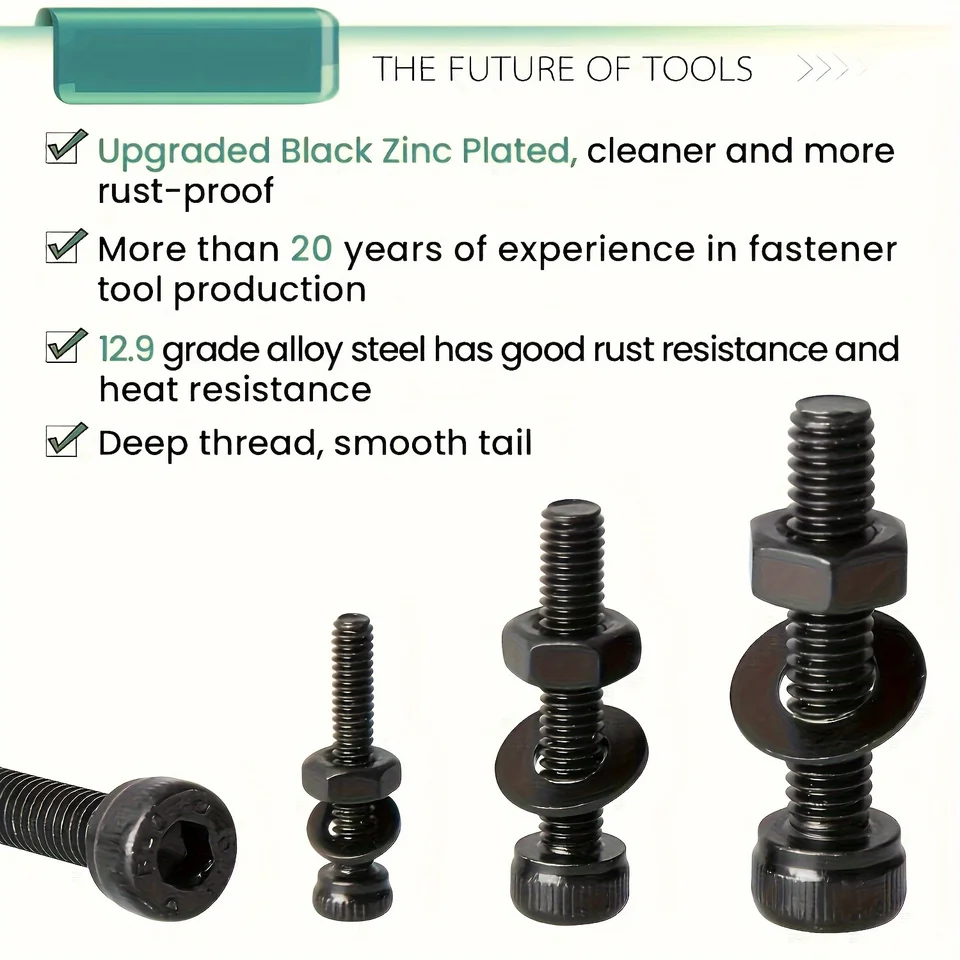 Glarks 510 Stks M3 M4 M5 304 Rvs Allen Hex Drive Knop Hoofd Socket Cap Bouten Schroeven Assortiment Kit