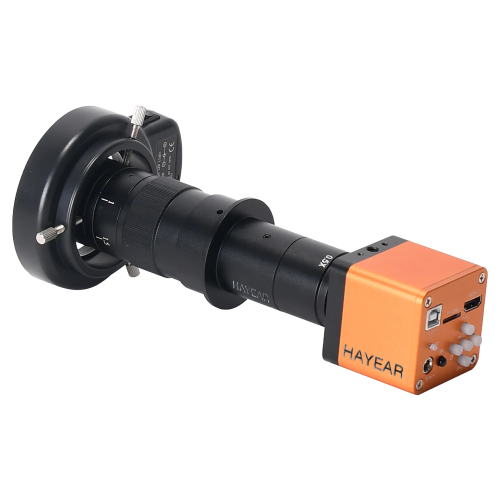 HAYEAR 34MP 2K 전자 디지털 현미경(납땜용) 1080P HDMI USB 산업용 카메라 180X 300X 렌즈 브래킷 리모컨