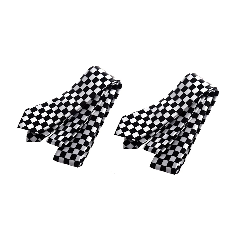 

2X Mens Black White Plaid Checkered Necktie Neck Tie