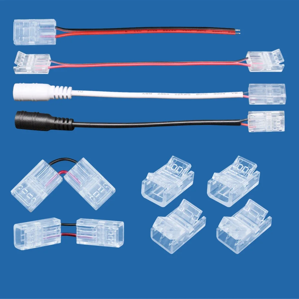 Wire Connector 5pcs 2Pin 8mm 10mm LED Strip Connector Quick Welding-Free for 2835 5050 SMD COB Flexible LED Strip Lights