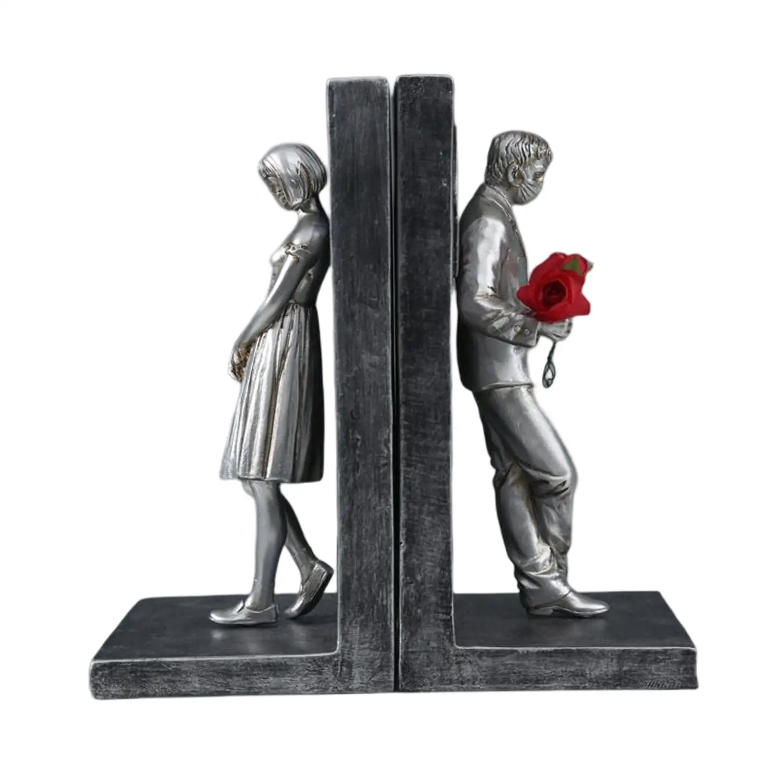 Decorative Bookends for Heavy Books Couple Figurine for Desktop Ornament