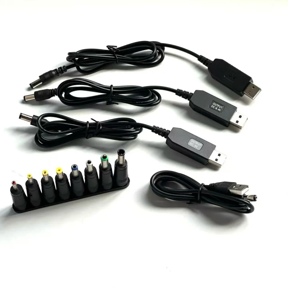 Universal DC to USB Converter Cable with 8 Interchangeable Connectors