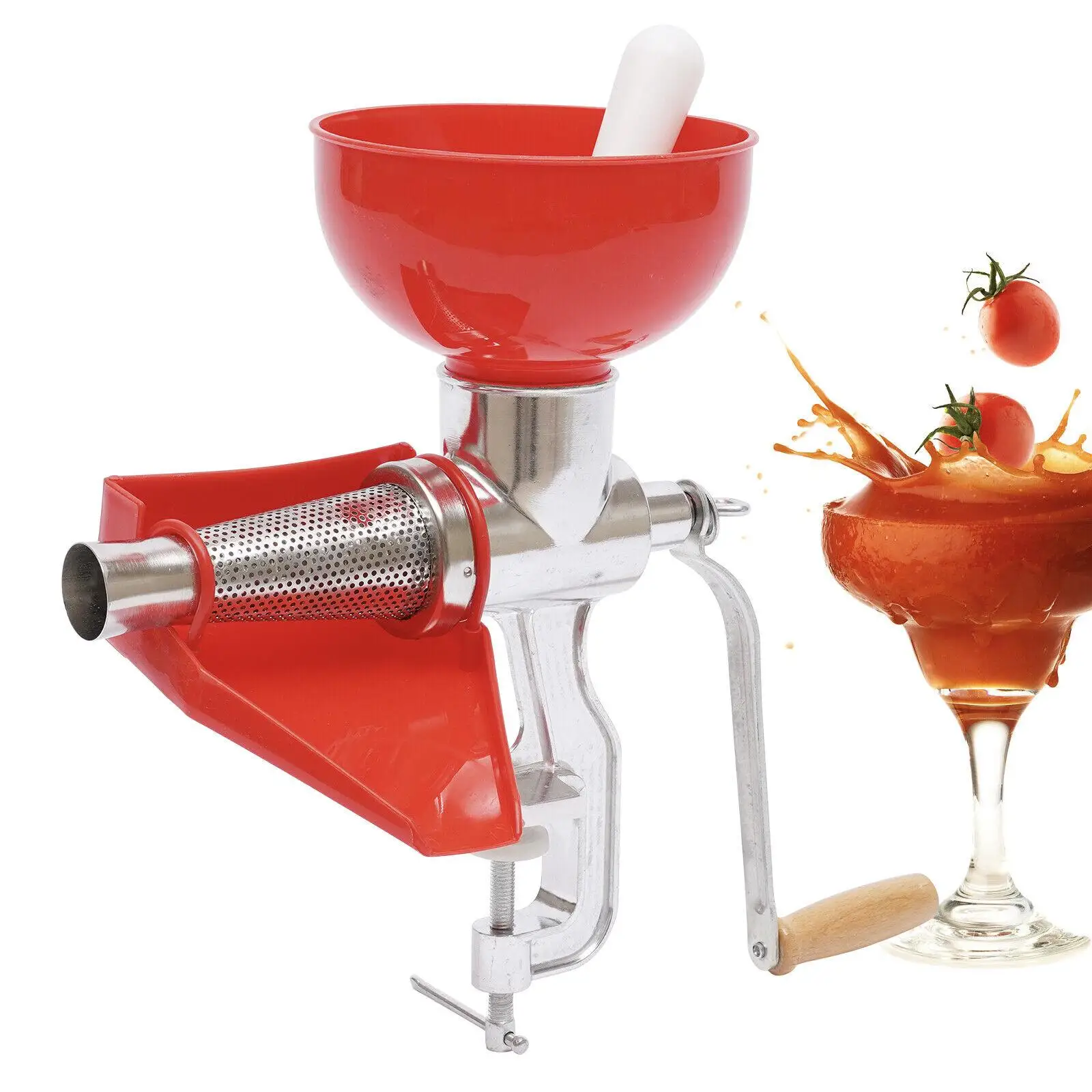 

Manual Tomato Press Juicer Sauce Maker Food Strainer Fruit Vegetables Tool Red